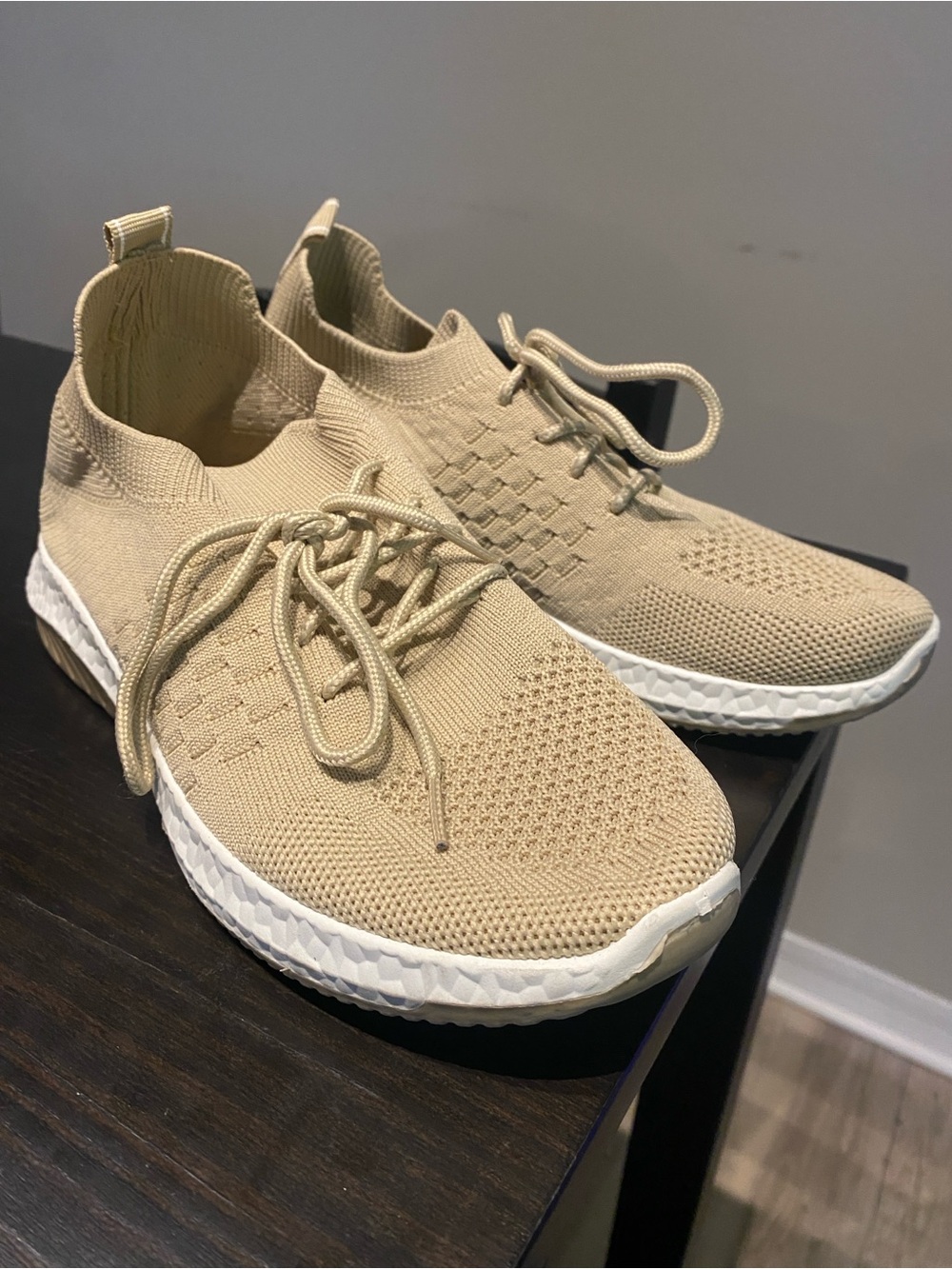 Danskin Beige Knit Slip-On Athletic Sneakers with White Sole